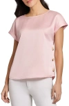 Jones New York Petite Side-buttoned Dolman-sleeve Top In Petal Pink