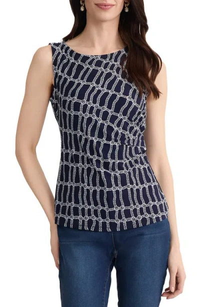 Jones New York Side Pleat Scoop Neck Tank Top In Green