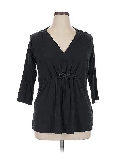 Pre-owned Jones New York Signature 3/4 Sleeve Blouse In Black