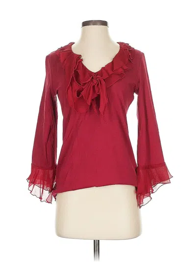 Pre-owned Jones New York Signature 3/4 Sleeve Blouse In Burgundy