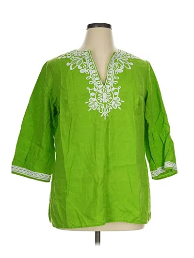 Pre-owned Jones New York Signature 3/4 Sleeve Blouse In Green