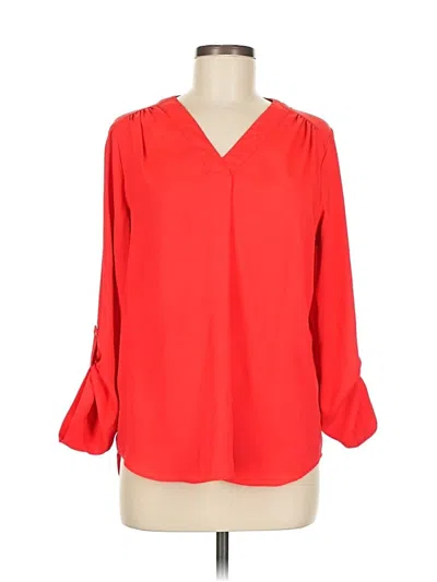 Pre-owned Jones New York Signature 3/4 Sleeve Blouse In Red