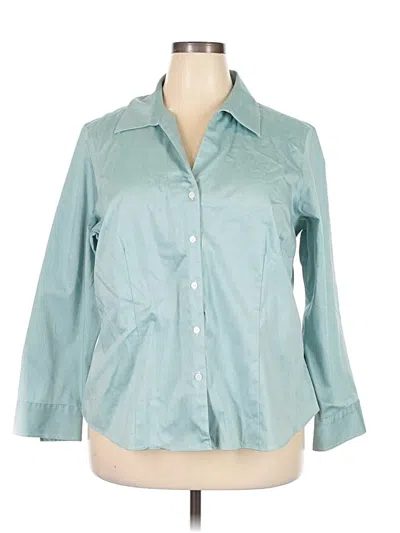 Pre-owned Jones New York Signature 3/4 Sleeve Button Down Shirt In Blue