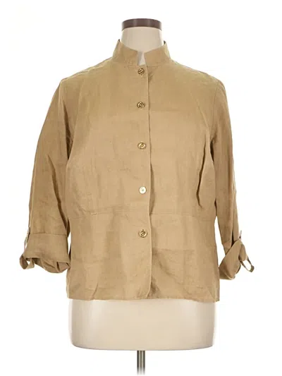 Pre-owned Jones New York Signature 3/4 Sleeve Button Down Shirt In Brown