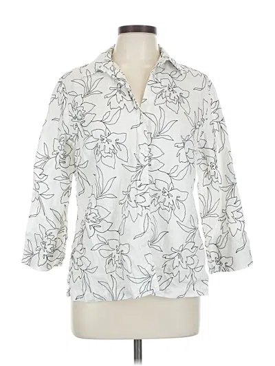 Pre-owned Jones New York Signature 3/4 Sleeve Button Down Shirt In White