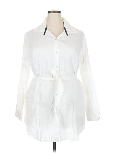 Pre-owned Jones New York Signature 3/4 Sleeve Button Down Shirt In White