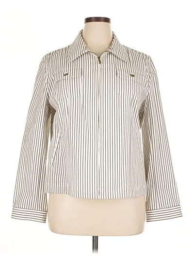 Pre-owned Jones New York Signature 3/4 Sleeve Button Down Shirt In White