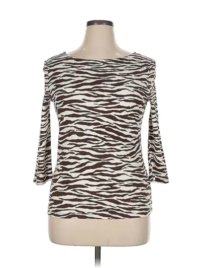 Pre-owned Jones New York Signature 3/4 Sleeve T-shirt In Brown