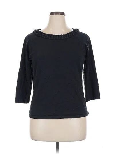 Pre-owned Jones New York Signature 3/4 Sleeve Top Black Boatneck Tops