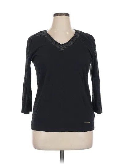 Pre-owned Jones New York Signature 3/4 Sleeve Top Black V-neck Tops