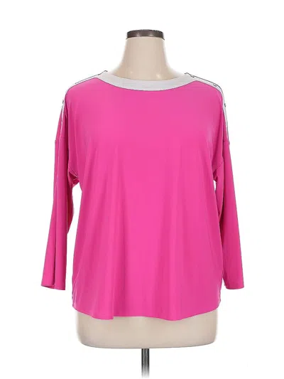 Pre-owned Jones New York Signature 3/4 Sleeve Top Pink Boatneck Tops