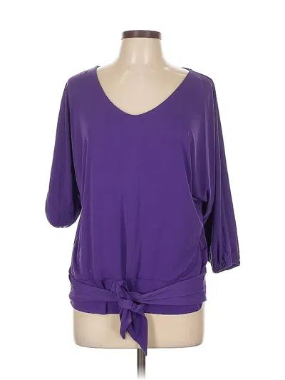 Pre-owned Jones New York Signature 3/4 Sleeve Top Purple V Neck Tops