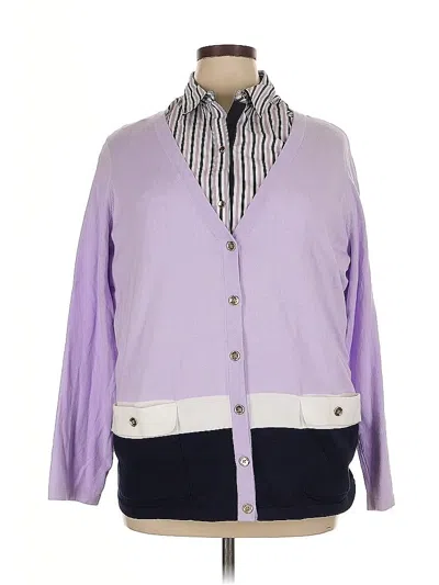 Pre-owned Jones New York Signature Cardigan Sweater In Purple
