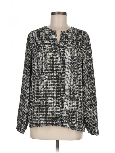 Pre-owned Jones New York Signature Long Sleeve Blouse In Black