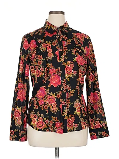 Pre-owned Jones New York Signature Long Sleeve Blouse In Black