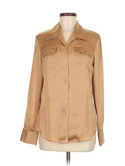 Pre-owned Jones New York Signature Long Sleeve Blouse In Brown