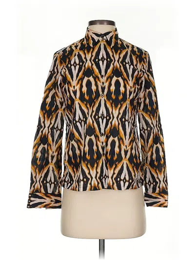 Pre-owned Jones New York Signature Long Sleeve Blouse In Gold