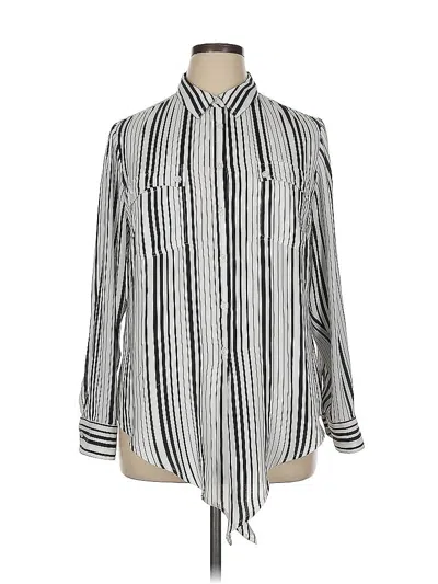 Pre-owned Jones New York Signature Long Sleeve Blouse In Silver