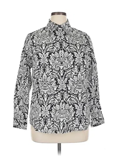 Pre-owned Jones New York Signature Long Sleeve Blouse In Silver