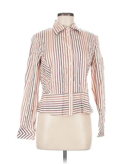 Pre-owned Jones New York Signature Long Sleeve Blouse In White