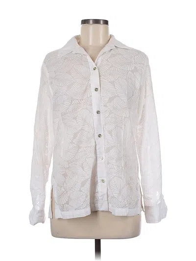 Pre-owned Jones New York Signature Long Sleeve Blouse In White