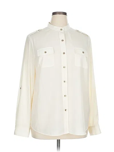 Pre-owned Jones New York Signature Long Sleeve Blouse In White