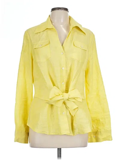 Pre-owned Jones New York Signature Long Sleeve Blouse In Yellow