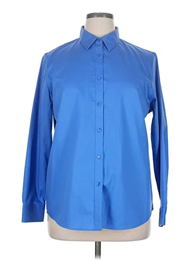 Pre-owned Jones New York Signature Long Sleeve Button Down Shirt In Blue