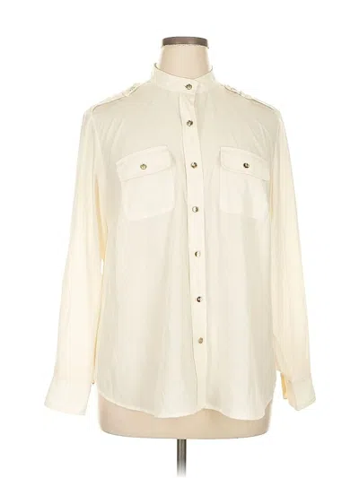 Pre-owned Jones New York Signature Long Sleeve Button Down Shirt In White