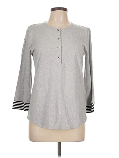 Pre-owned Jones New York Signature Long Sleeve Henley Shirt In Gray