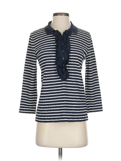 Pre-owned Jones New York Signature Long Sleeve Polo Shirt In Blue