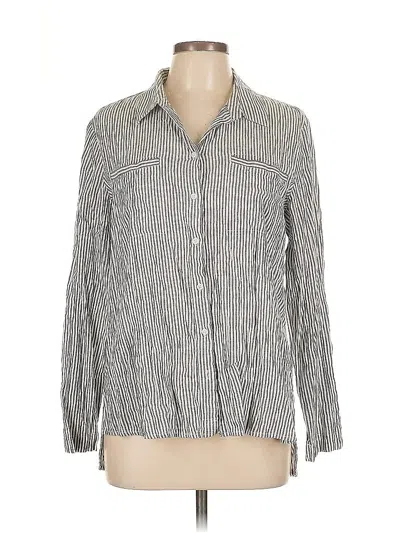 Pre-owned Jones New York Signature Long Sleeve Polo Shirt In Gray