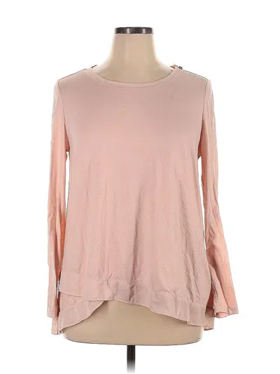 Pre-owned Jones New York Signature Long Sleeve Top Pink Boatneck Tops