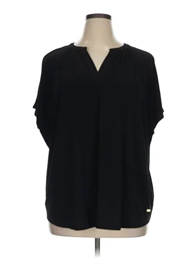 Pre-owned Jones New York Signature Short Sleeve Blouse In Black