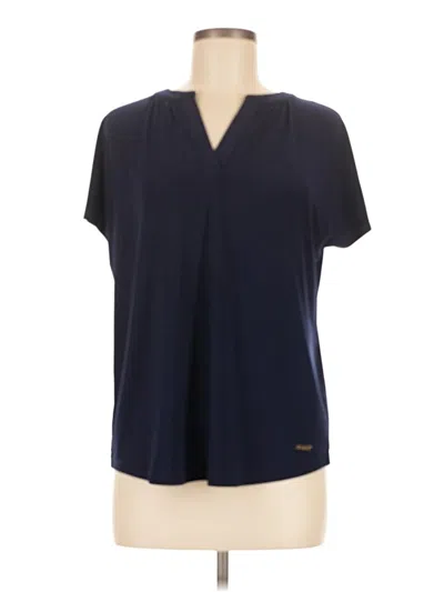 Pre-owned Jones New York Signature Short Sleeve Blouse In Blue
