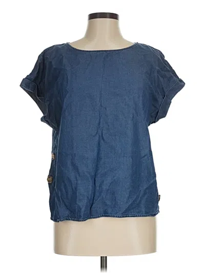 Pre-owned Jones New York Signature Short Sleeve Blouse In Blue