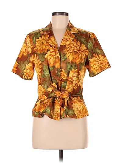 Pre-owned Jones New York Signature Short Sleeve Blouse In Gold