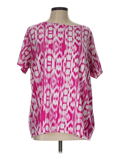 Pre-owned Jones New York Signature Short Sleeve Blouse In Pink