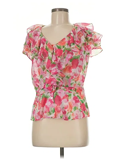 Pre-owned Jones New York Signature Short Sleeve Blouse In Pink