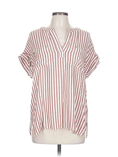 Pre-owned Jones New York Signature Short Sleeve Blouse In Red