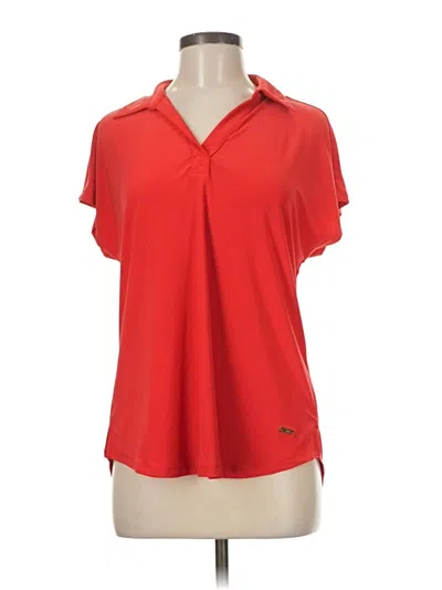 Pre-owned Jones New York Signature Short Sleeve Blouse In Red