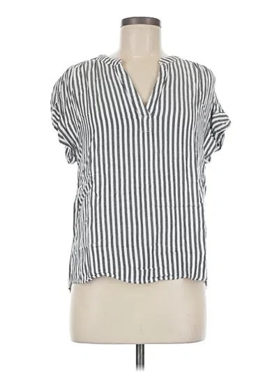 Pre-owned Jones New York Signature Short Sleeve Blouse In Silver