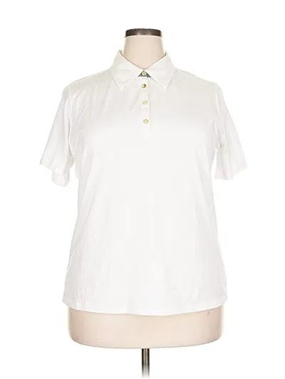 Pre-owned Jones New York Signature Short Sleeve Blouse In White