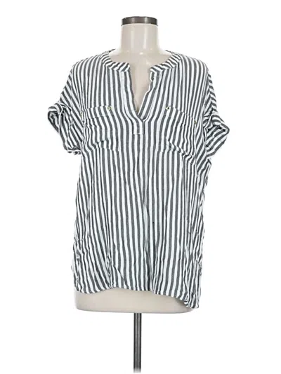 Pre-owned Jones New York Signature Short Sleeve Blouse In White