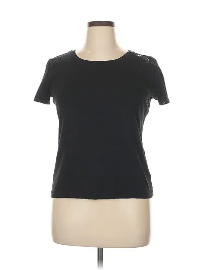 Pre-owned Jones New York Signature Short Sleeve Top Black Keyhole Neckline Tops