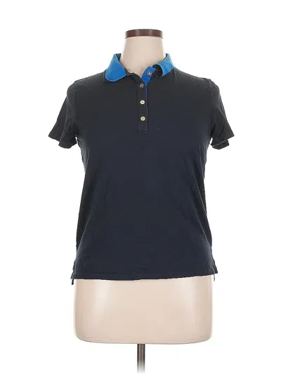 Pre-owned Jones New York Signature Short Sleeve Top Blue Collared Neckline Tops