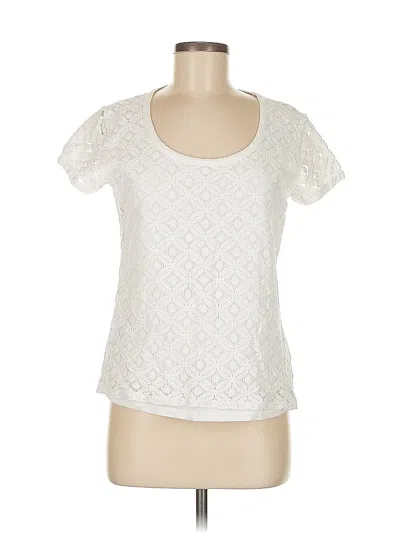 Pre-owned Jones New York Signature Short Sleeve Top Ivory Scoop Neck Tops In White