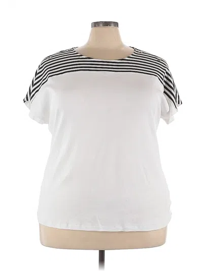 Pre-owned Jones New York Signature Short Sleeve Top White Scoop Neck Tops