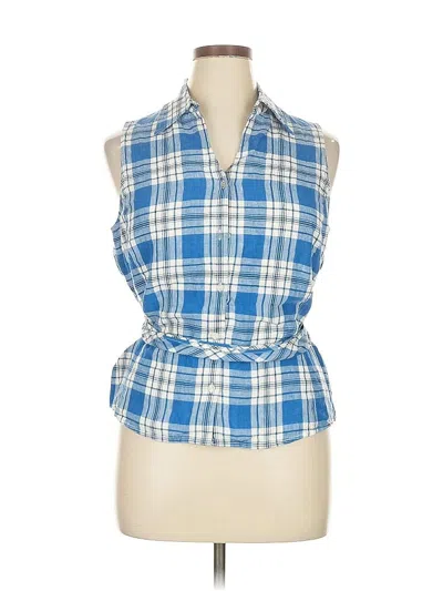 Pre-owned Jones New York Signature Sleeveless Button Down Shirt In Blue