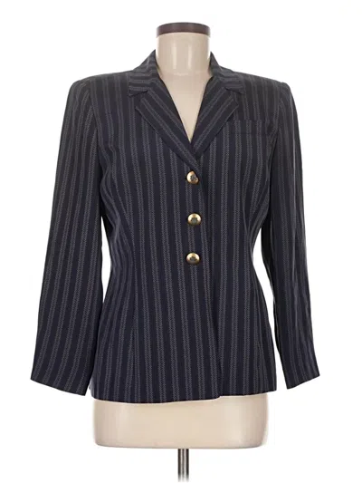 Pre-owned Jones New York Silk Blazer Jacket In Blue